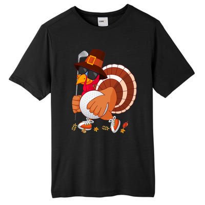 Turkey Playing Golf Thanksgiving Turkey Golf Funny Gift Tall Fusion ChromaSoft Performance T-Shirt