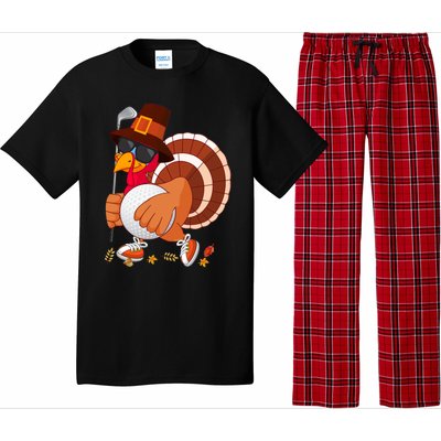 Turkey Playing Golf Thanksgiving Turkey Golf Funny Gift Pajama Set