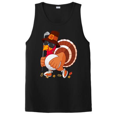 Turkey Playing Golf Thanksgiving Turkey Golf Funny Gift PosiCharge Competitor Tank