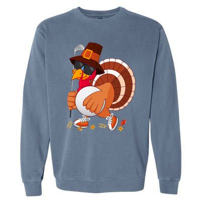 Turkey Playing Golf Thanksgiving Turkey Golf Funny Gift Garment-Dyed Sweatshirt