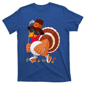 Turkey Playing Golf Thanksgiving Turkey Golf Funny Gift T-Shirt