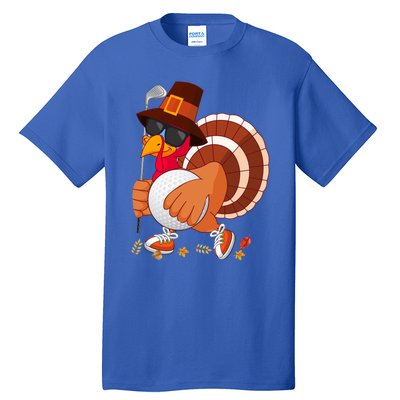 Turkey Playing Golf Thanksgiving Turkey Golf Funny Gift Tall T-Shirt