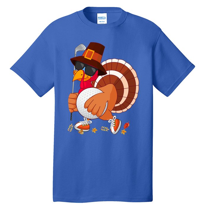 Turkey Playing Golf Thanksgiving Turkey Golf Funny Gift Tall T-Shirt