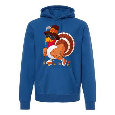 Turkey Playing Golf Thanksgiving Turkey Golf Funny Gift Premium Hoodie