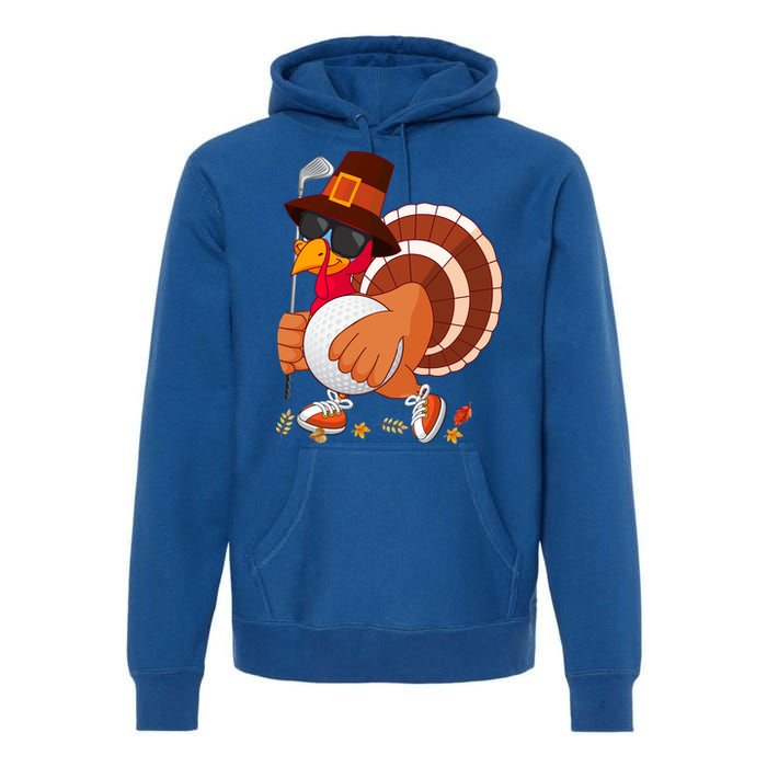 Turkey Playing Golf Thanksgiving Turkey Golf Funny Gift Premium Hoodie