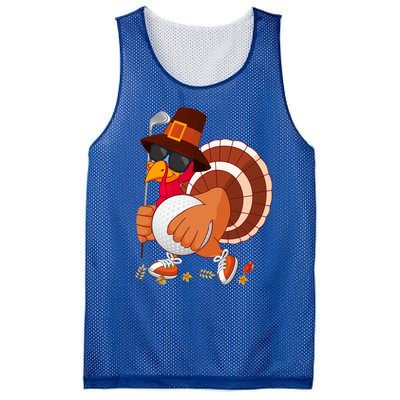 Turkey Playing Golf Thanksgiving Turkey Golf Funny Gift Mesh Reversible Basketball Jersey Tank