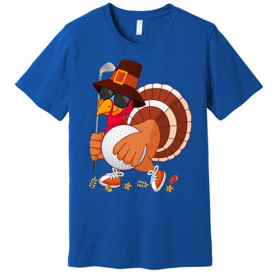 Turkey Playing Golf Thanksgiving Turkey Golf Funny Gift Premium T-Shirt