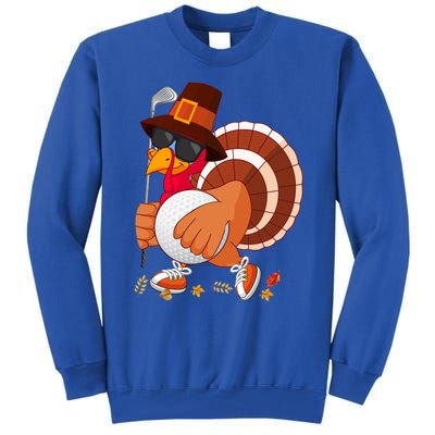 Turkey Playing Golf Thanksgiving Turkey Golf Funny Gift Tall Sweatshirt