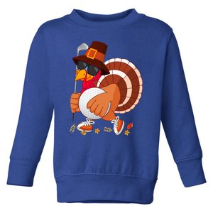 Turkey Playing Golf Thanksgiving Turkey Golf Funny Gift Toddler Sweatshirt