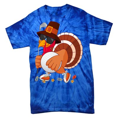 Turkey Playing Golf Thanksgiving Turkey Golf Funny Gift Tie-Dye T-Shirt