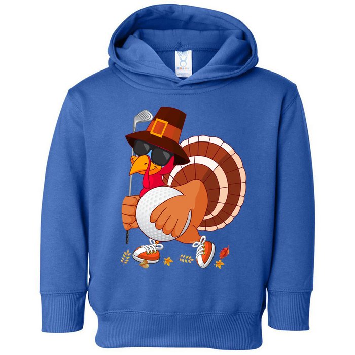 Turkey Playing Golf Thanksgiving Turkey Golf Funny Gift Toddler Hoodie