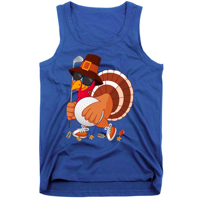 Turkey Playing Golf Thanksgiving Turkey Golf Funny Gift Tank Top