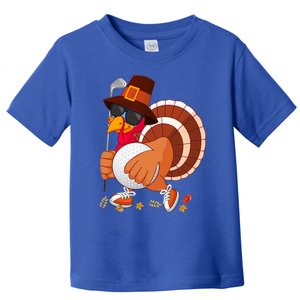 Turkey Playing Golf Thanksgiving Turkey Golf Funny Gift Toddler T-Shirt