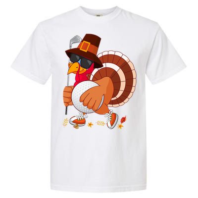 Turkey Playing Golf Thanksgiving Turkey Golf Funny Gift Garment-Dyed Heavyweight T-Shirt