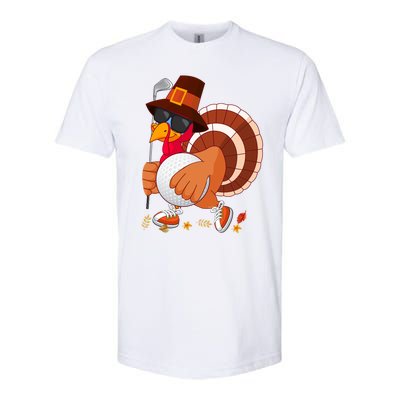 Turkey Playing Golf Thanksgiving Turkey Golf Funny Gift Softstyle CVC T-Shirt