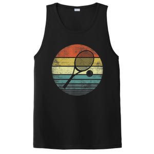 Tennis Player Gifts Retro Sunset Tennis Racquet &Amp; Ball Coach T PosiCharge Competitor Tank