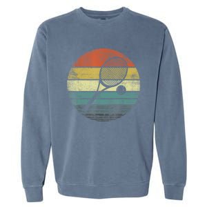 Tennis Player Gifts Retro Sunset Tennis Racquet &Amp; Ball Coach T Garment-Dyed Sweatshirt