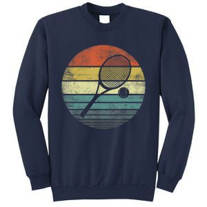 Tennis Player Gifts Retro Sunset Tennis Racquet &Amp; Ball Coach T Sweatshirt