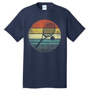 Tennis Player Gifts Retro Sunset Tennis Racquet &Amp; Ball Coach T Tall T-Shirt