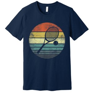 Tennis Player Gifts Retro Sunset Tennis Racquet &Amp; Ball Coach T Premium T-Shirt