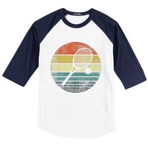 Tennis Player Gifts Retro Sunset Tennis Racquet &Amp; Ball Coach T Baseball Sleeve Shirt