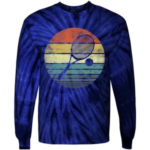 Tennis Player Gifts Retro Sunset Tennis Racquet &Amp; Ball Coach T Tie-Dye Long Sleeve Shirt