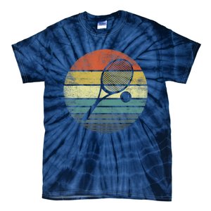 Tennis Player Gifts Retro Sunset Tennis Racquet &Amp; Ball Coach T Tie-Dye T-Shirt