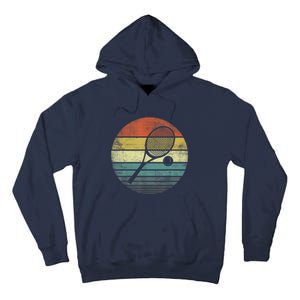 Tennis Player Gifts Retro Sunset Tennis Racquet &Amp; Ball Coach T Tall Hoodie