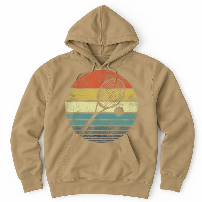 Tennis Player Gifts Retro Sunset Tennis Racquet &Amp; Ball Coach T Hoodie