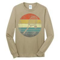 Tennis Player Gifts Retro Sunset Tennis Racquet &Amp; Ball Coach T Tall Long Sleeve T-Shirt