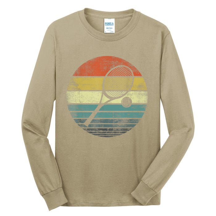 Tennis Player Gifts Retro Sunset Tennis Racquet &Amp; Ball Coach T Tall Long Sleeve T-Shirt