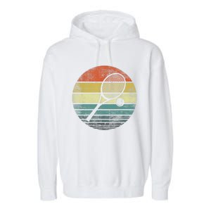 Tennis Player Gifts Retro Sunset Tennis Racquet &Amp; Ball Coach T Garment-Dyed Fleece Hoodie