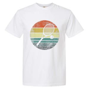 Tennis Player Gifts Retro Sunset Tennis Racquet &Amp; Ball Coach T Garment-Dyed Heavyweight T-Shirt