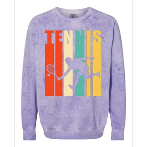 Tennis Player Gifts Retro Sunset Tennis Racquet & Ball Coach Colorblast Crewneck Sweatshirt