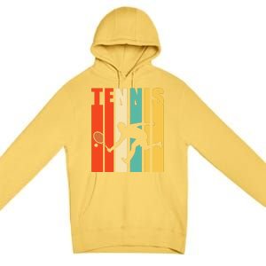 Tennis Player Gifts Retro Sunset Tennis Racquet & Ball Coach Premium Pullover Hoodie