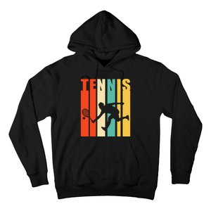 Tennis Player Gifts Retro Sunset Tennis Racquet & Ball Coach Hoodie