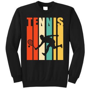 Tennis Player Gifts Retro Sunset Tennis Racquet & Ball Coach Sweatshirt