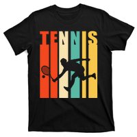 Tennis Player Gifts Retro Sunset Tennis Racquet & Ball Coach T-Shirt