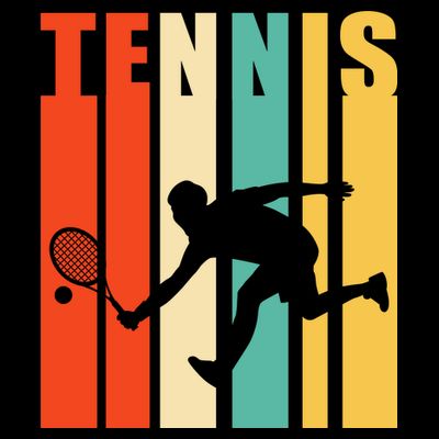 Tennis Player Gifts Retro Sunset Tennis Racquet & Ball Coach T-Shirt