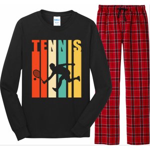 Tennis Player Gifts Retro Sunset Tennis Racquet & Ball Coach Long Sleeve Pajama Set