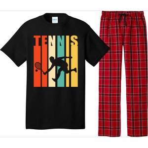 Tennis Player Gifts Retro Sunset Tennis Racquet & Ball Coach Pajama Set