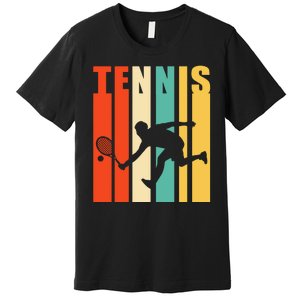 Tennis Player Gifts Retro Sunset Tennis Racquet & Ball Coach Premium T-Shirt