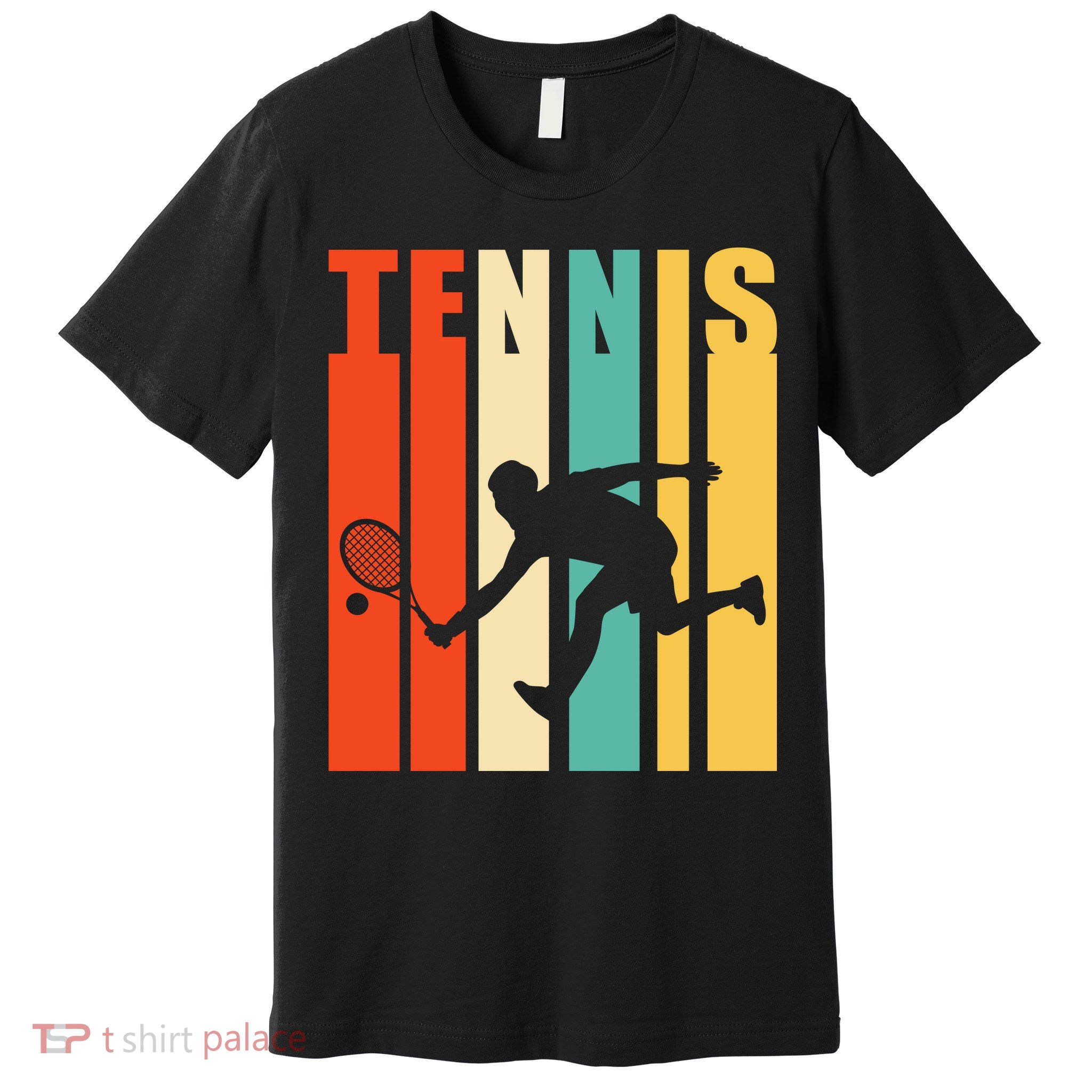 Tennis Player Gifts Retro Sunset Tennis Racquet & Ball Coach Premium T-Shirt