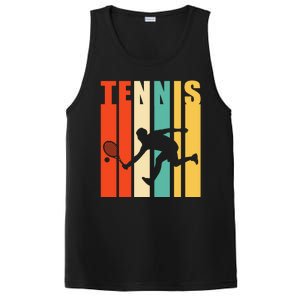 Tennis Player Gifts Retro Sunset Tennis Racquet & Ball Coach PosiCharge Competitor Tank