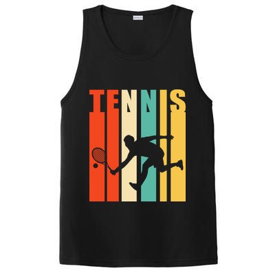 Tennis Player Gifts Retro Sunset Tennis Racquet & Ball Coach PosiCharge Competitor Tank