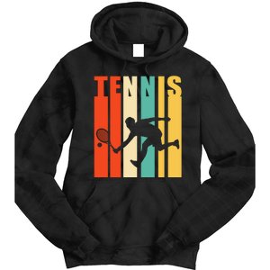 Tennis Player Gifts Retro Sunset Tennis Racquet & Ball Coach Tie Dye Hoodie