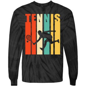 Tennis Player Gifts Retro Sunset Tennis Racquet & Ball Coach Tie-Dye Long Sleeve Shirt