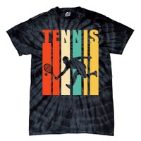 Tennis Player Gifts Retro Sunset Tennis Racquet & Ball Coach Tie-Dye T-Shirt