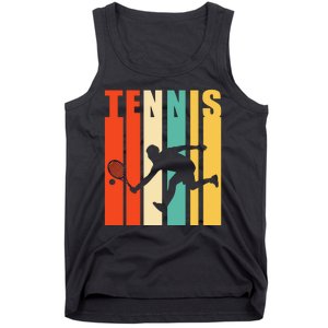 Tennis Player Gifts Retro Sunset Tennis Racquet & Ball Coach Tank Top