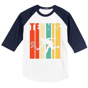 Tennis Player Gifts Retro Sunset Tennis Racquet & Ball Coach Baseball Sleeve Shirt